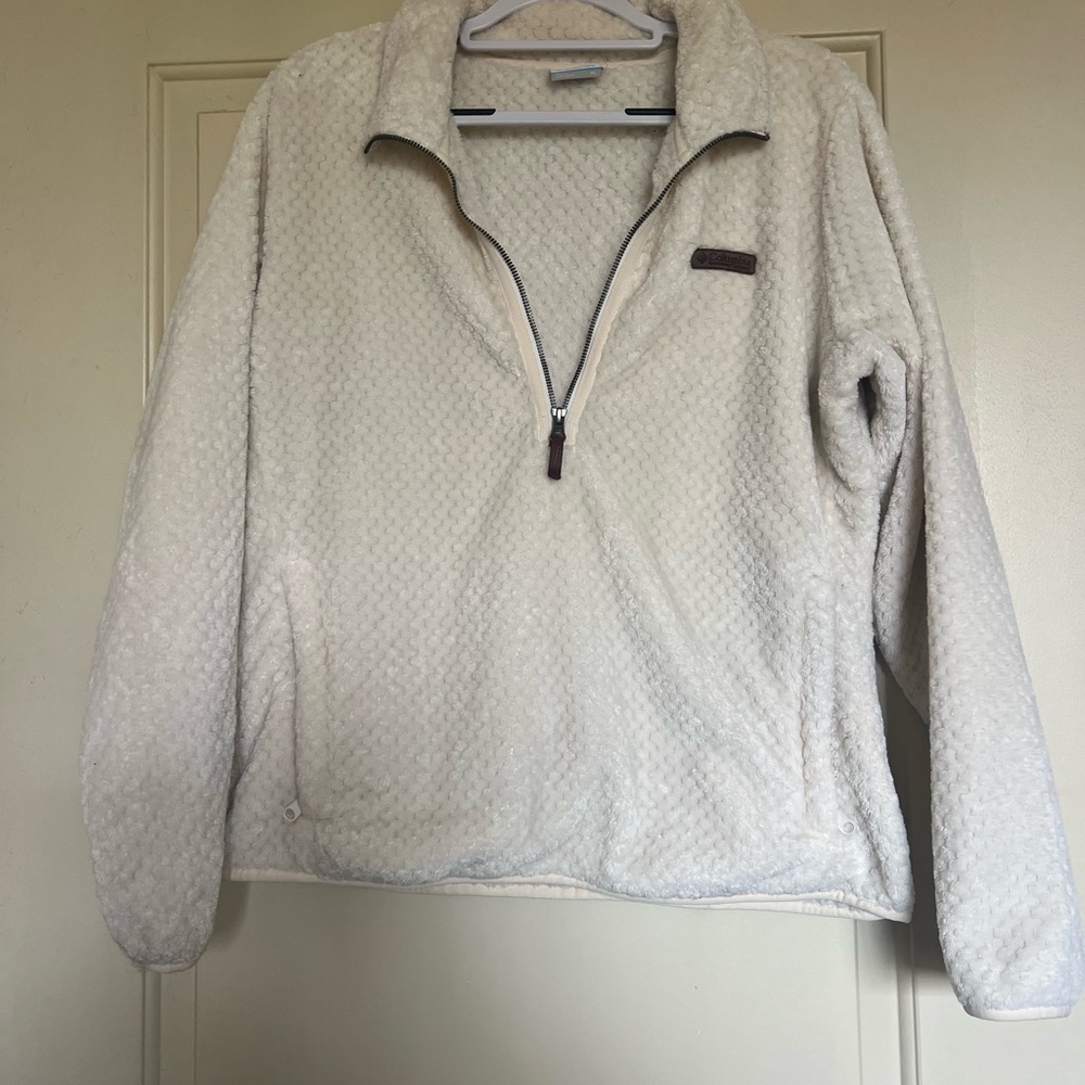 Women's Cream Fleece Pullover Jacket